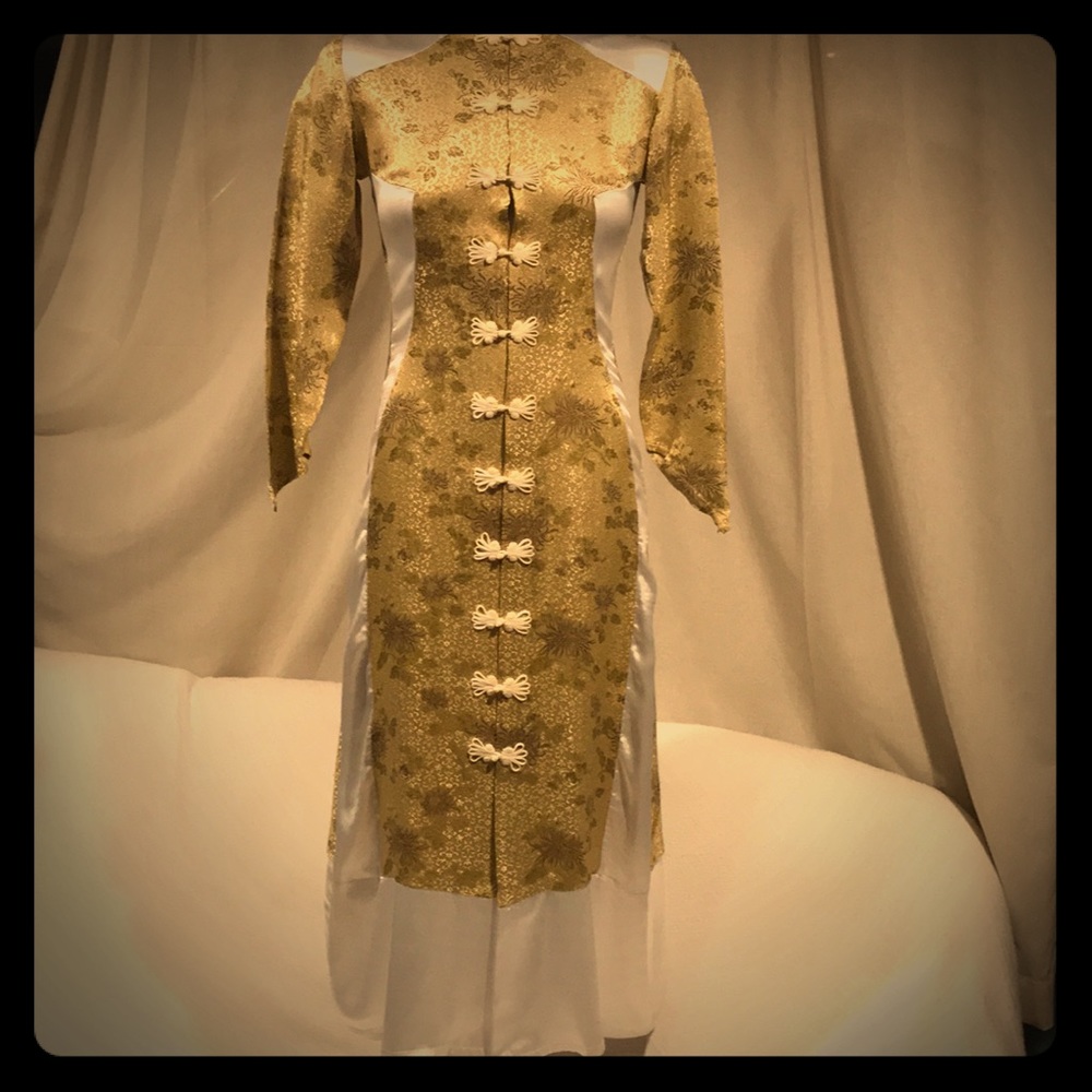 Stunning Gold & White Asian inspired Dress/Jacket